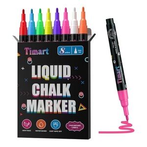 Timart Liquid Chalk Markers Set 1mm set of 8 NEW
